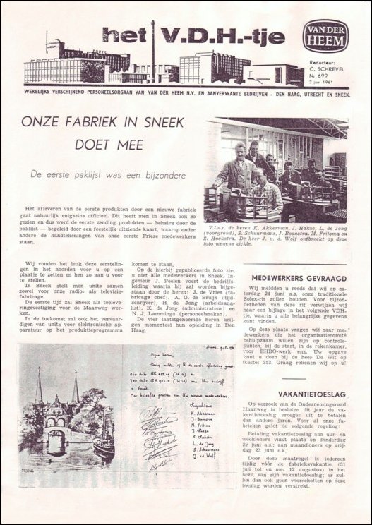 VDH-tje N°699 van 2 juni 1961